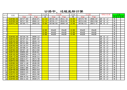 公路施工放线中、边桩坐标计算