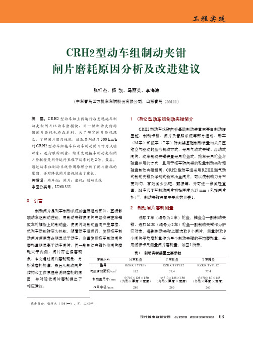 CRH2型动车组制动夹钳闸片磨耗原因分析及改进建议