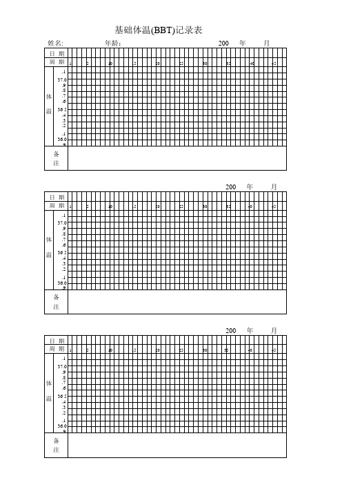 基础体温记录表电子版