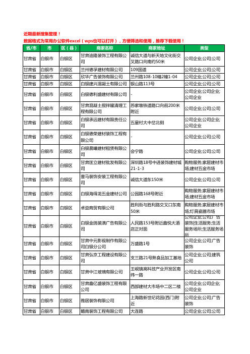 2020新版甘肃省白银市建材有限公司工商企业公司商家名录名单黄页联系方式大全211家