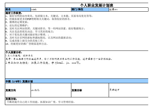 个人职业发展计划表-范例及填写说明