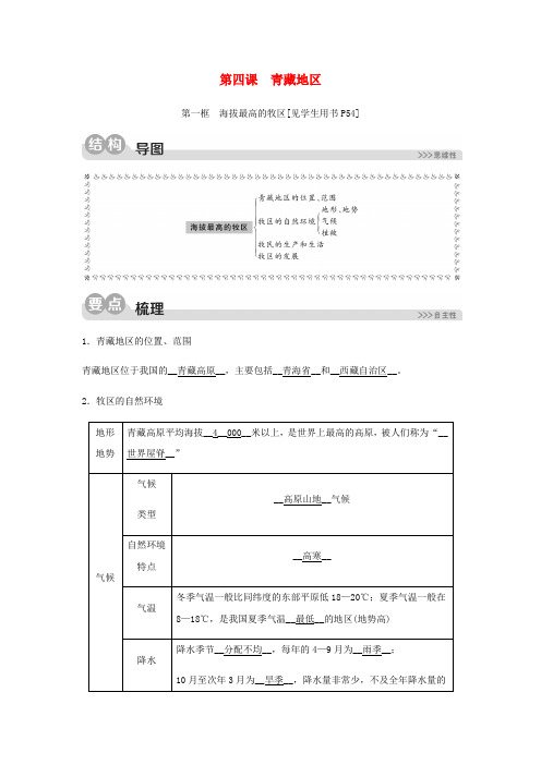 2020春七年级历史与社会下册第六单元一方水土养一方人第四课青藏地区第一框海拔最高的牧区同步测试含解析新