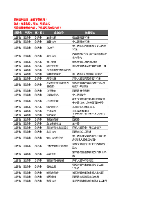 新版山西省运城市永济市花卉企业公司商家户名录单联系方式地址大全55家