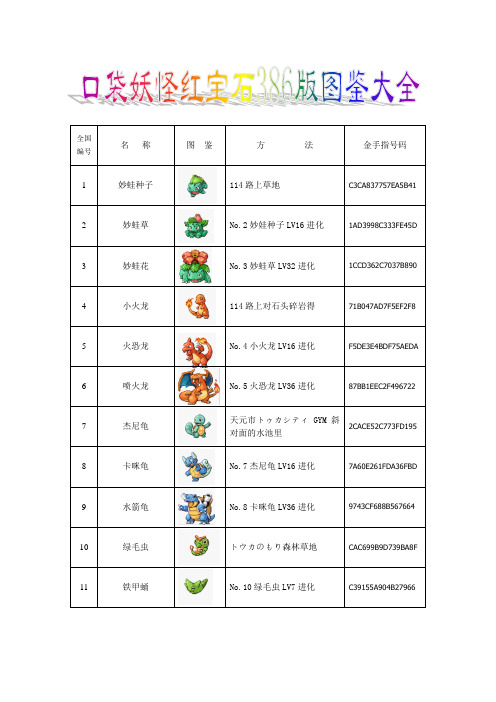 (完整版)口袋妖怪红宝石386版详细图鉴攻略