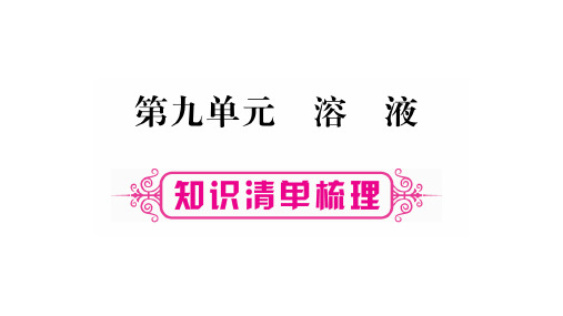 掌控中考化学教材系统复习课件：第9单元 溶液(共110张PPT)