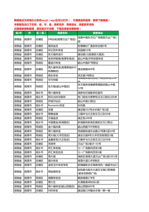 2020新版湖南省湘潭市珠宝工商企业公司商家名录名单黄页联系电话号码地址大全161家