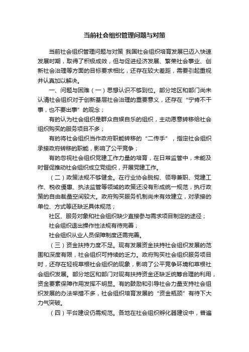 当前社会组织管理问题与对策