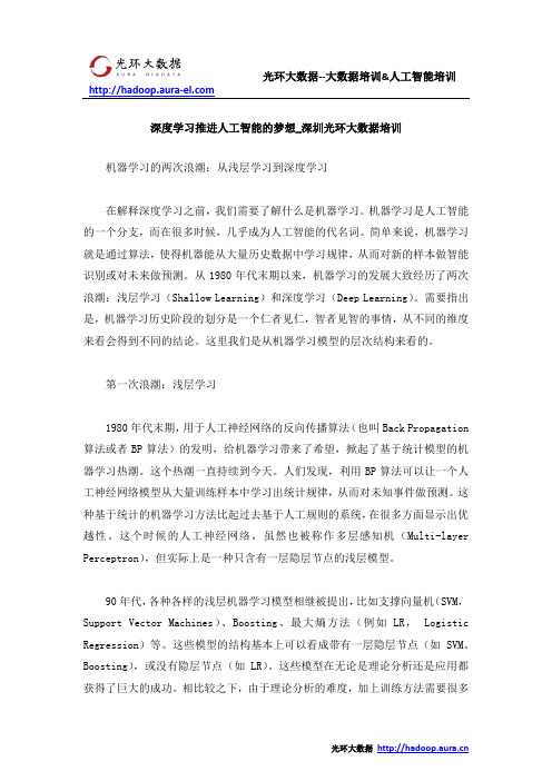 深度学习推进人工智能的梦想_深圳光环大数据培训