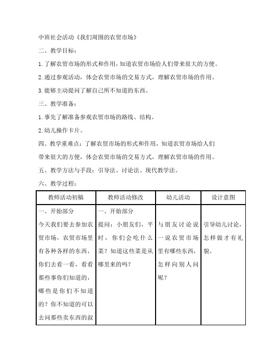 中班社会活动《我们周围的农贸市场》