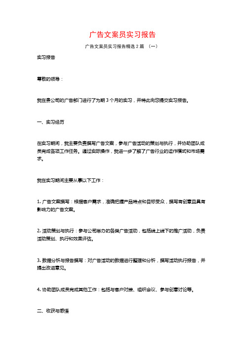 广告文案员实习报告2篇