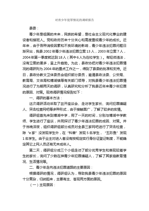 对青少年犯罪情况的调研报告_调研报告_