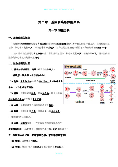 高中生物 人教版必修二 第二章 知识点总结