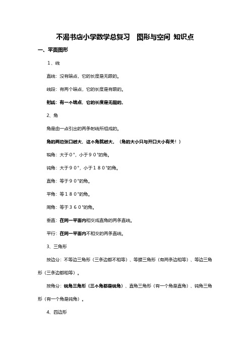 小学数学总复习空间与图形知识点