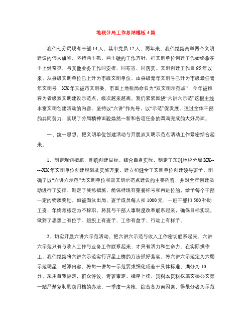 地税分局工作总结模板4篇