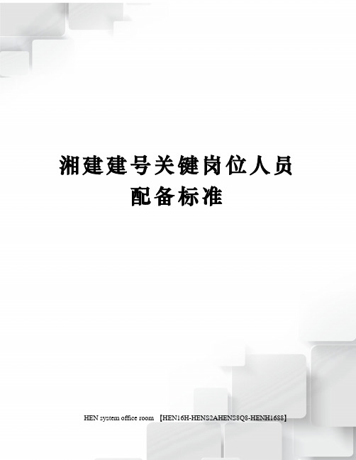 湘建建号关键岗位人员配备标准完整版