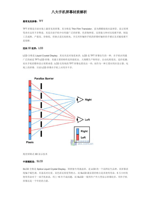 八大手机屏幕材质解析