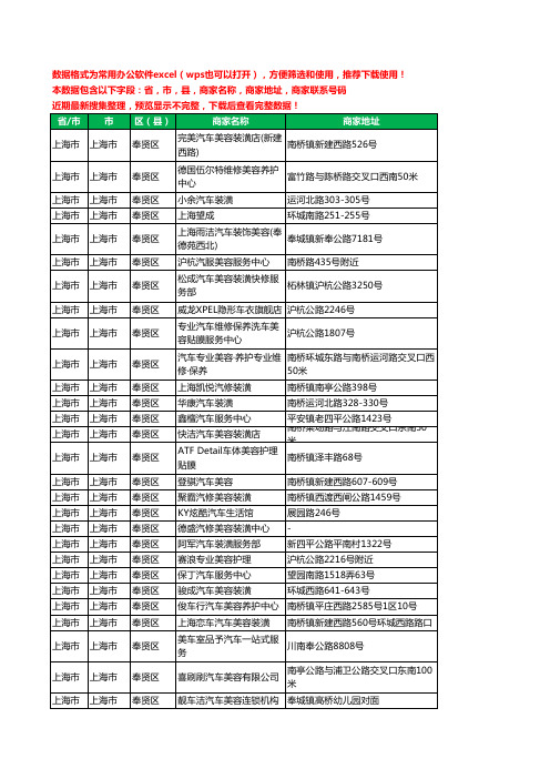 新版上海市上海市奉贤区汽车装饰工商企业公司名录名单大全54家