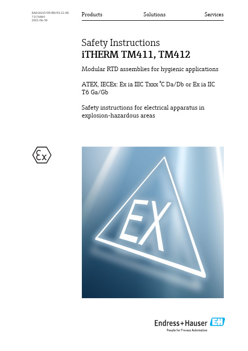 Endress+Hauser iTHERM TM411, TM412 模块化电导性传感器安装说明说明