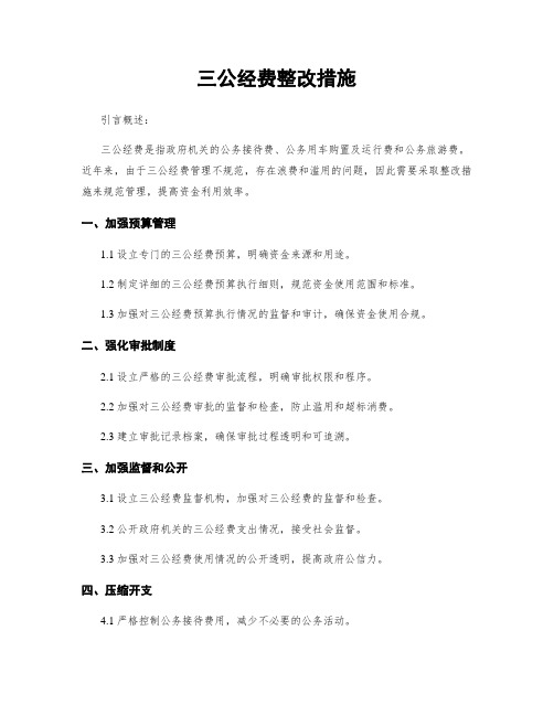 三公经费整改措施