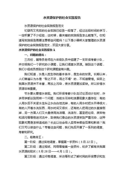 水资源保护的社会实践报告