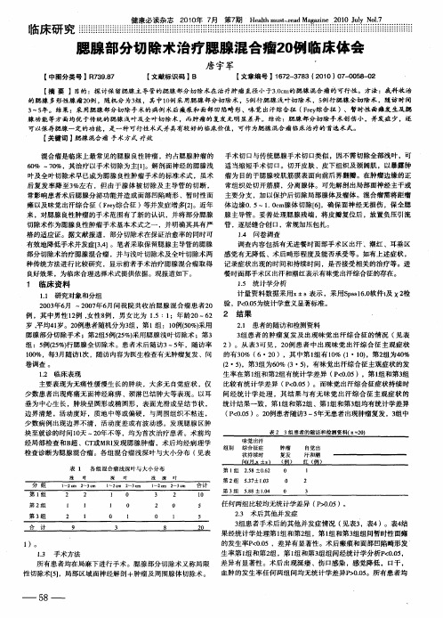 腮腺部分切除术治疗腮腺混合瘤20例临床体会