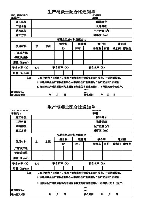 配合比通知单