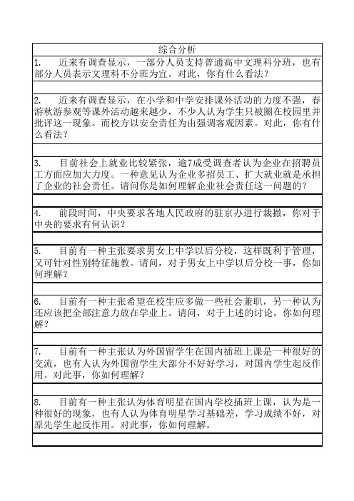 QZZN公务员面试常见题型及答题要点