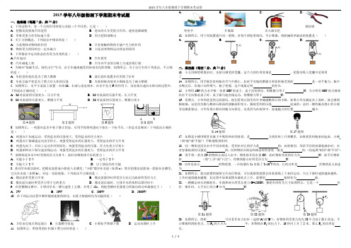 2015学年八年级物理下学期期末考试卷