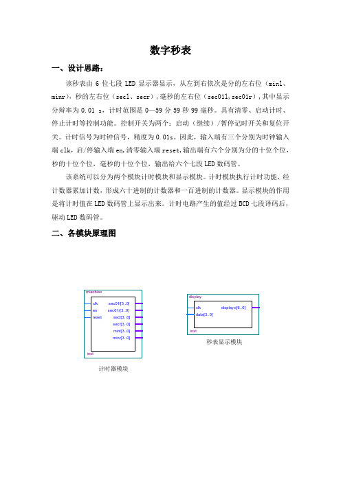 数字秒表设计