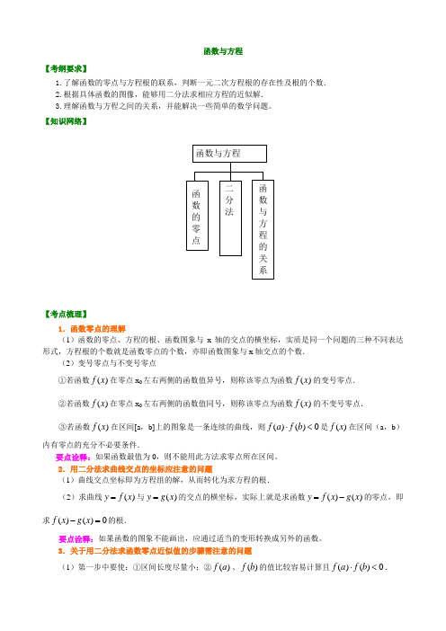 高考数学总复习含答案：函数与方程(理)知识梳理