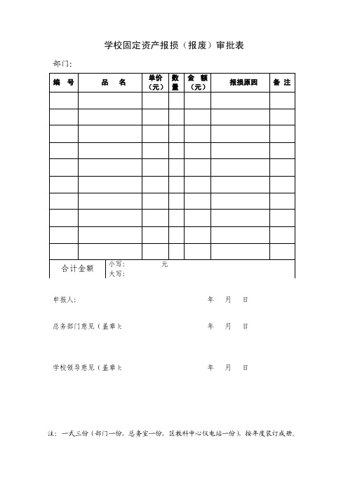 学校固定资产报损（报废）审批表