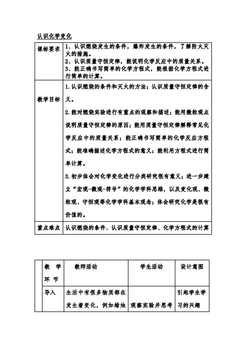 九年级化学上册第四章认识化学变化复习 教案2-化学九年级上册