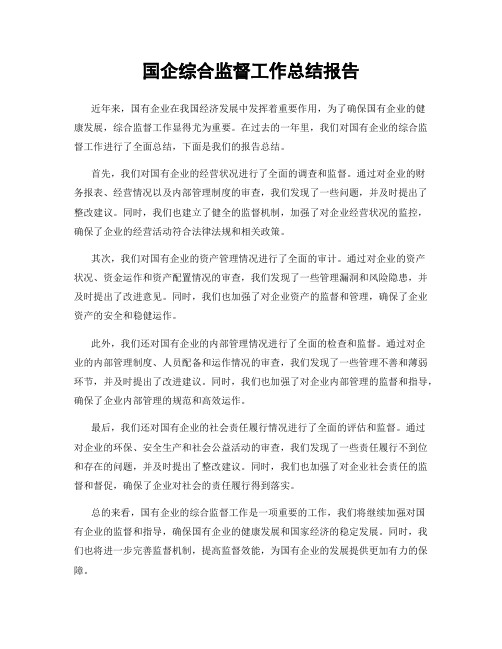 国企综合监督工作总结报告