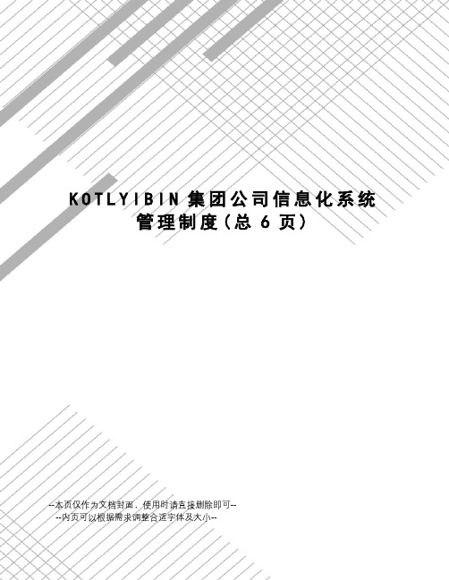 KOTLYIBIN集团公司信息化系统管理制度