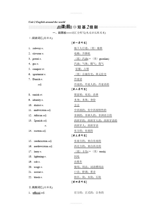 精品2019-2020学年人教版高考英语复习必修一 Unit 2 English around the world Word版含答案