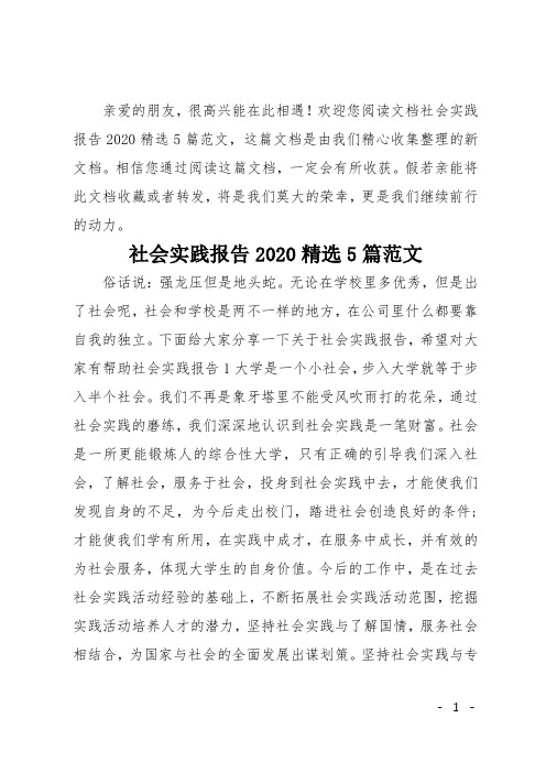 社会实践报告2020精选5篇范文