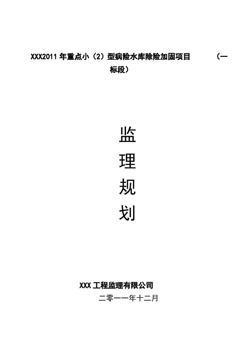 病险水库整治监理规划一标段