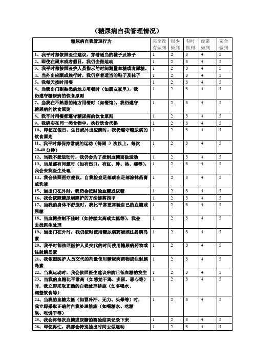 (糖尿病自我管理情况)