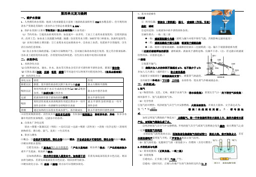 九年级化学第四单元复习提纲