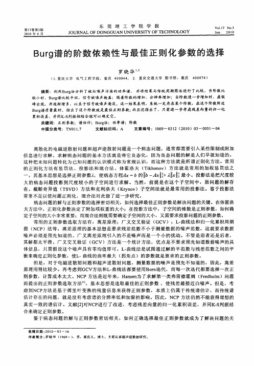 Burg谱的阶数依赖性与最佳正则化参数的选择