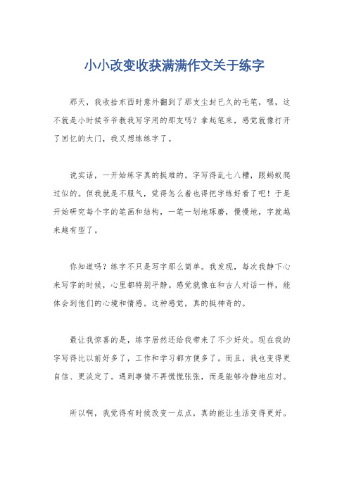 小小改变收获满满作文关于练字