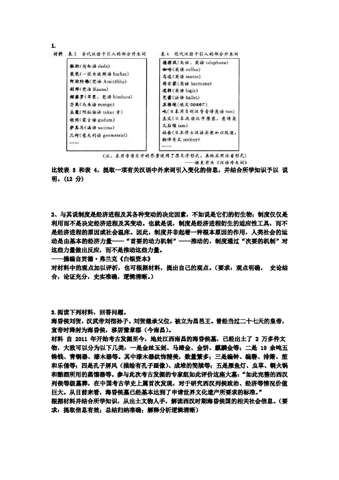 历史 模块一 中国古代史 专题二 秦汉(问答题及答案)