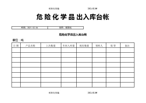 危险化学品出入库台帐之欧阳化创编