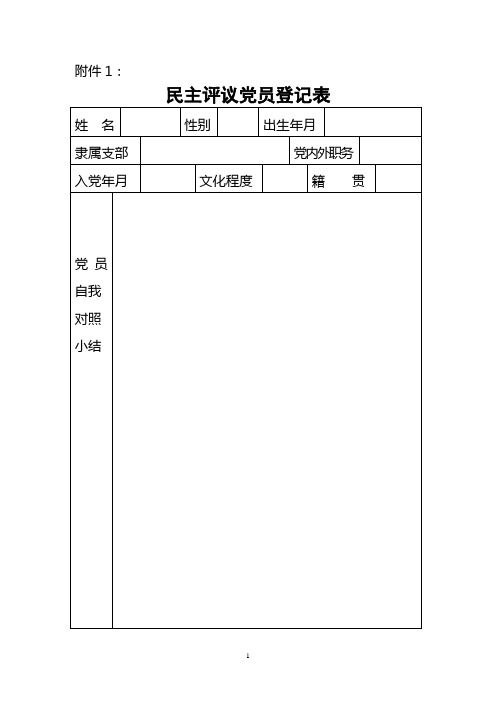 民主评议党员登记表