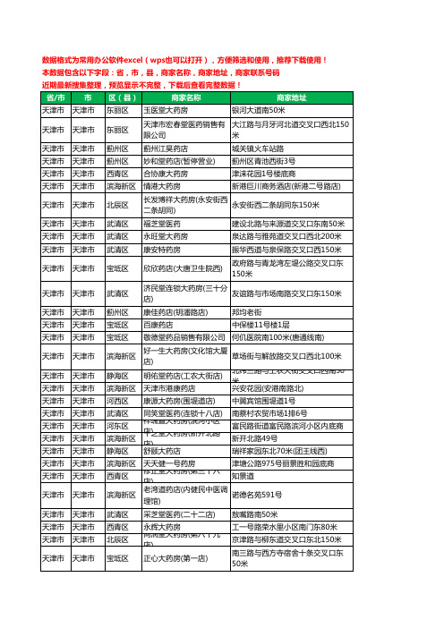 2020新版天津市药工商企业公司商家名录名单黄页联系电话号码地址大全3864家