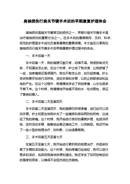 肩袖损伤行肩关节镜手术后的早期康复护理体会