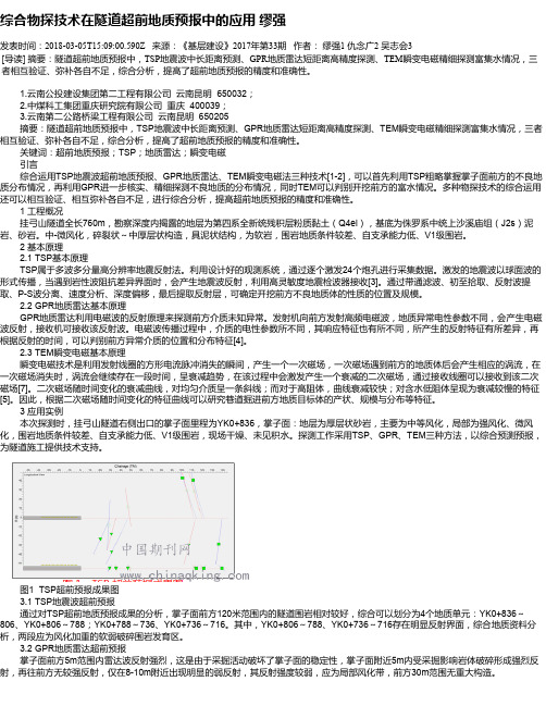 综合物探技术在隧道超前地质预报中的应用 缪强