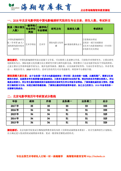 北电高分学姐经验指导：2018年北京电影学院中国电影编剧研究院国际电影文化传播方向考研参考书 历年真题等