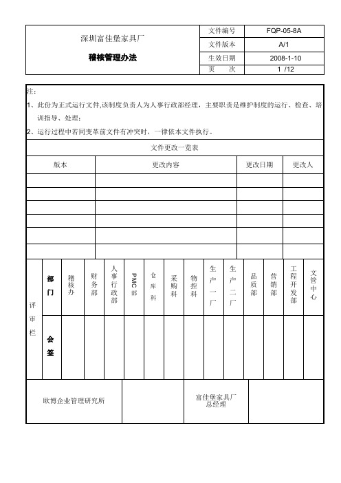 稽核管理办法【最新范本模板】