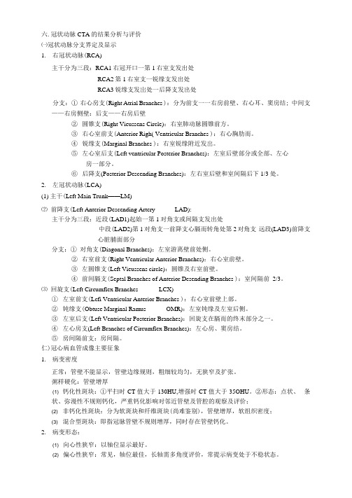 六冠状动脉CTA的结果分析与评价